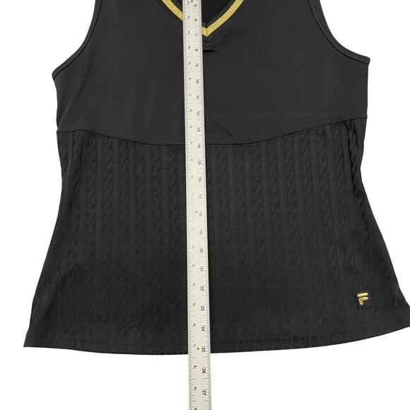 Women's Fila Collezione V-neck Tank Size XL Black Gold - Picture 3 of 6